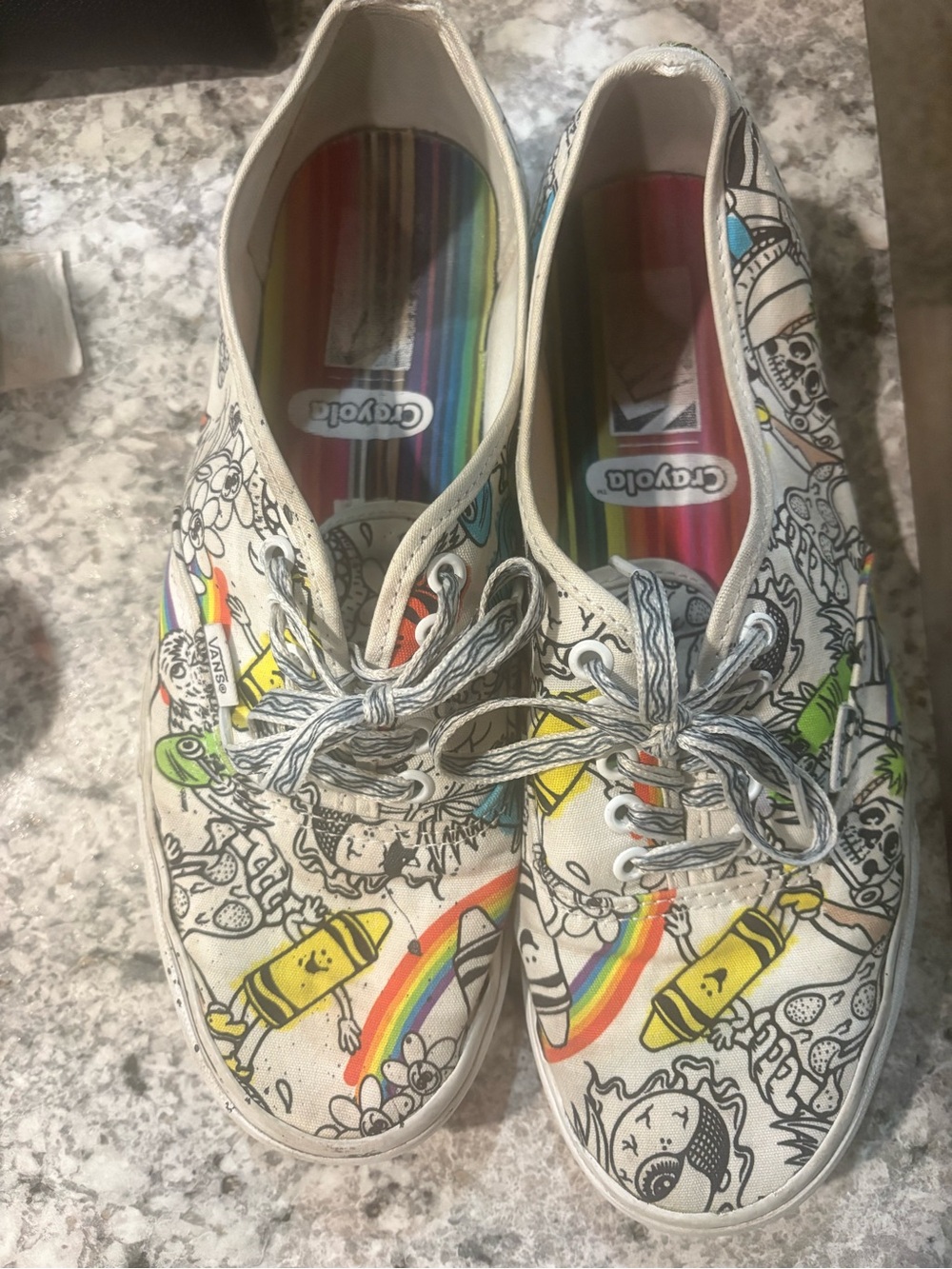 Crayola Women's Canvas Rainbow Doodle Sneakers - White with Multicolor Accents